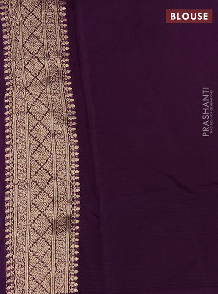 Silk kota saree deep violet with allover silver & gold zari woven buttas and simple border