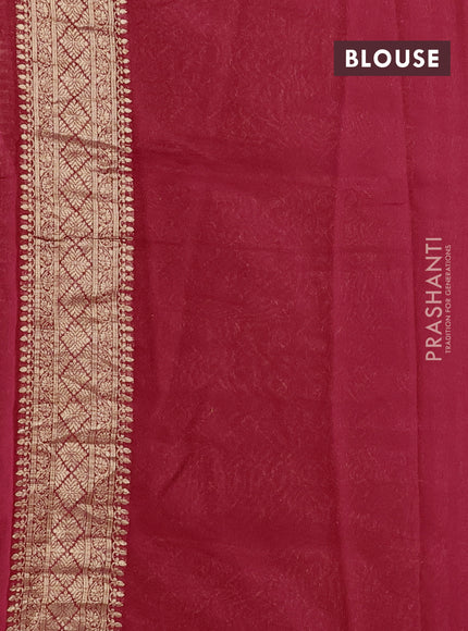 Silk kota saree red with allover silver & gold zari woven buttas and simple border