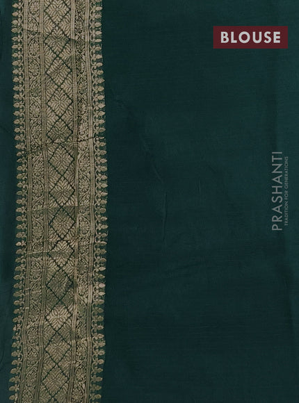 Silk kota saree green with allover silver & gold zari woven buttas and simple border