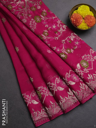 Silk kota saree pink with allover thread & zari woven buttas and zari woven border