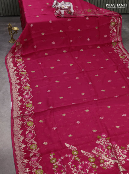 Silk kota saree pink with allover thread & zari woven buttas and zari woven border