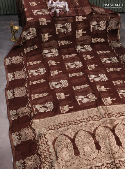 Silk kota saree deep violet with allover thread & zari woven buttas and zari woven border