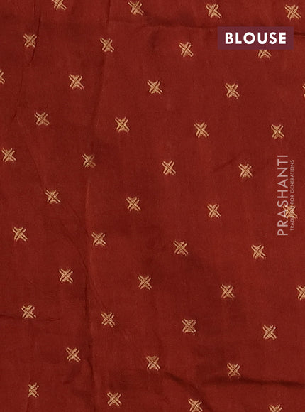 Silk kota saree rust shade with allover thread & zari woven floral buttas and zari woven border