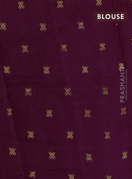 Silk kota saree wine shade with allover thread & zari woven floral buttas and zari woven border