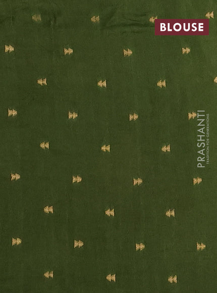 Silk kota saree sap green with allover thread & zari woven floral buttas and zari woven border