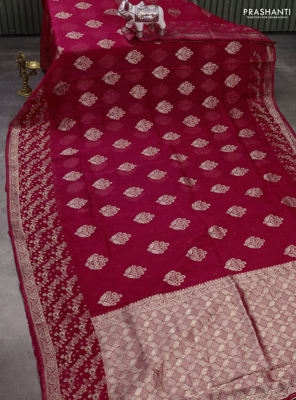 Silk kota saree pink with allover thread & zari woven floral buttas and zari woven border