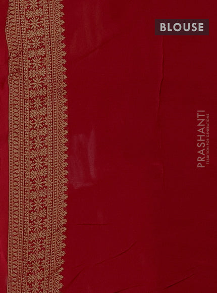 Silk kota saree red with allover silver & gold zari woven buttas and zari woven butta border