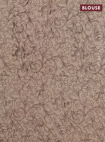 Kalamkari cotton saree mustard yellow and red with allover prints and printed border