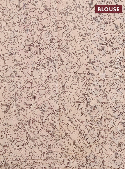 Kalamkari cotton saree blue and pink with allover prints and printed border