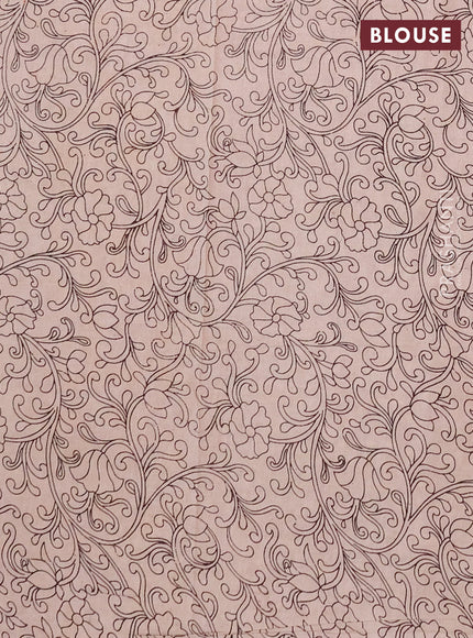 Kalamkari cotton saree maroon and yellow with allover prints and printed border