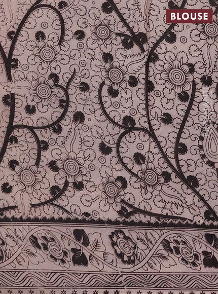 Kalamkari cotton saree grey and mustard yellow with allover prints and printed border