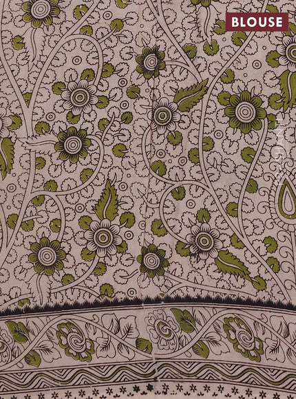 Kalamkari cotton saree black and mustard yellow with allover prints and printed border