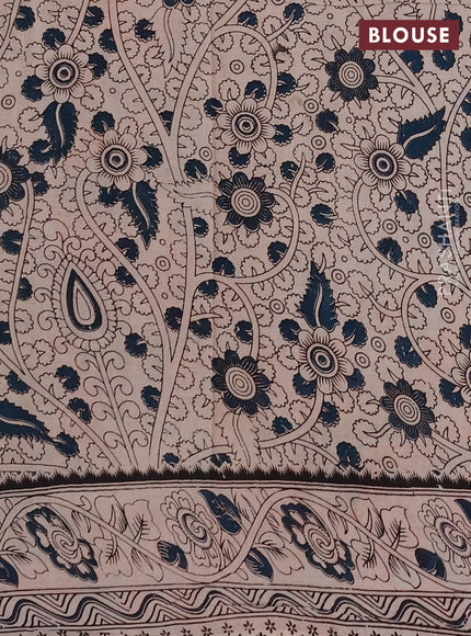 Kalamkari cotton saree orange and pink with allover prints and printed border