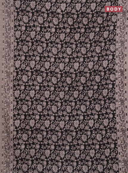 Kalamkari cotton saree black and beige with allover prints and printed border