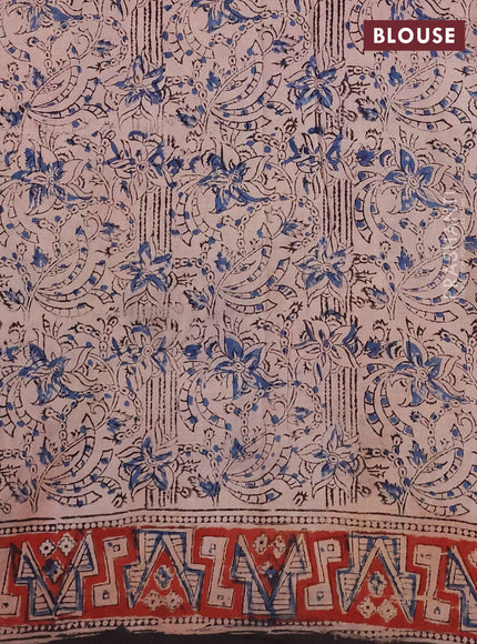 Kalamkari cotton saree black and maroon with allover prints and printed border