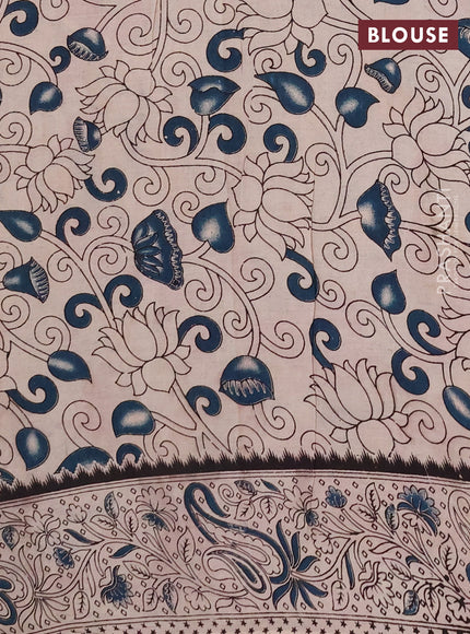 Kalamkari cotton saree yellow and pink with allover prints and printed border