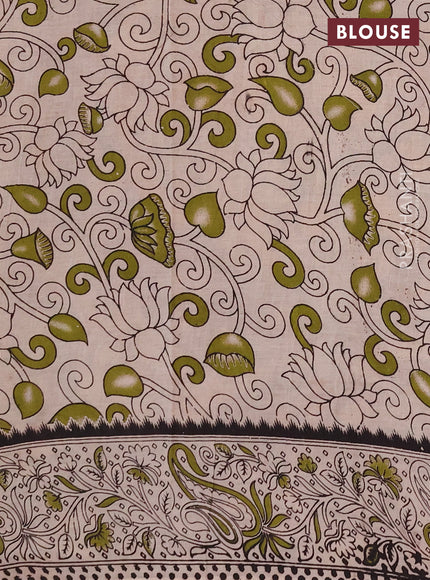 Kalamkari cotton saree deep maroon and yellow with allover prints and printed border