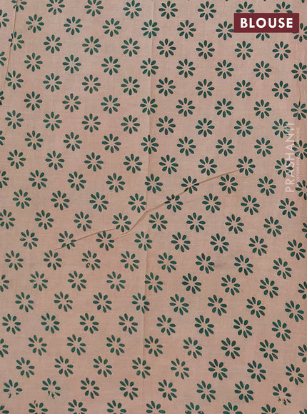 Kalamkari cotton saree green and maroon with allover prints and printed border