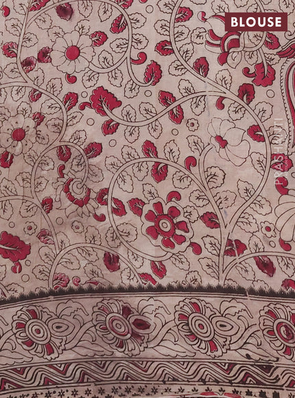 Kalamkari cotton saree blue and grey with allover prints and printed border
