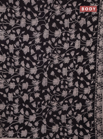 Kalamkari cotton saree black and beige with allover pichwai prints and pichwai printed border