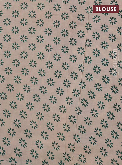 Kalamkari cotton saree light green and green with allover prints and printed border