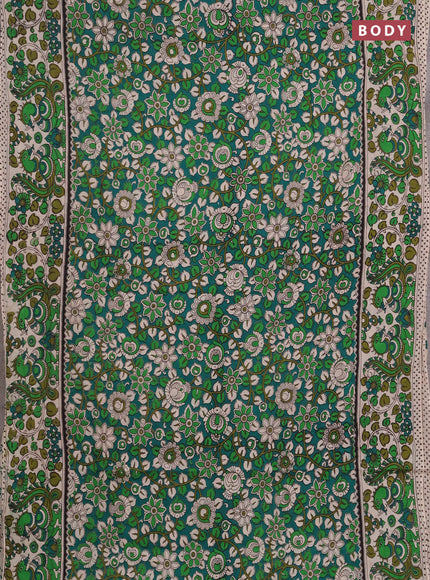 Kalamkari cotton saree green and mehendi green with allover prints and printed border