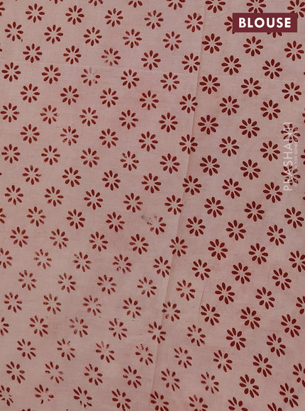 Kalamkari cotton saree maroon and beige with allover prints and long printed border