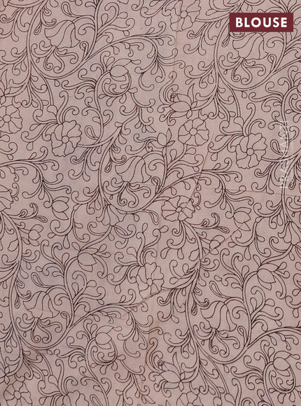 Kalamkari cotton saree black and beige with allover prints and long printed border