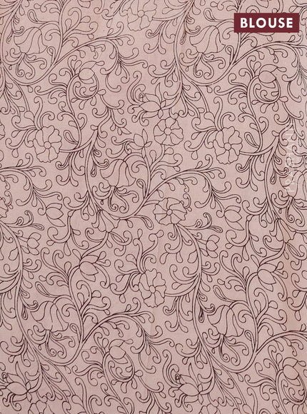 Kalamkari cotton saree maroon and beige with allover prints and long printed border
