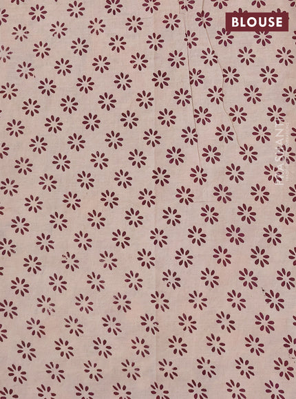 Kalamkari cotton saree beige and wine shade with allover prints and printed border