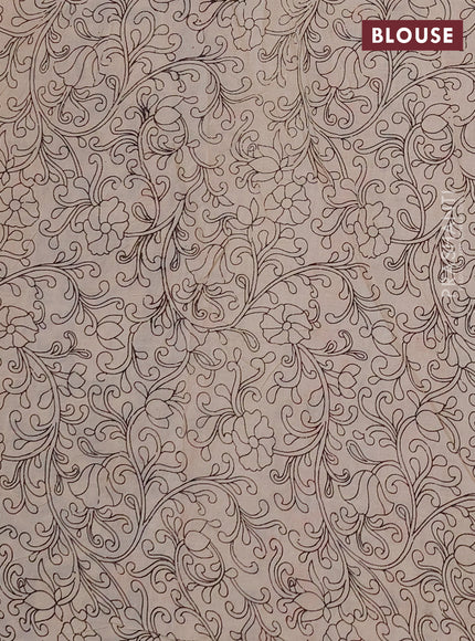 Kalamkari cotton saree mehendi green and blue with allover pichwai prints and printed border