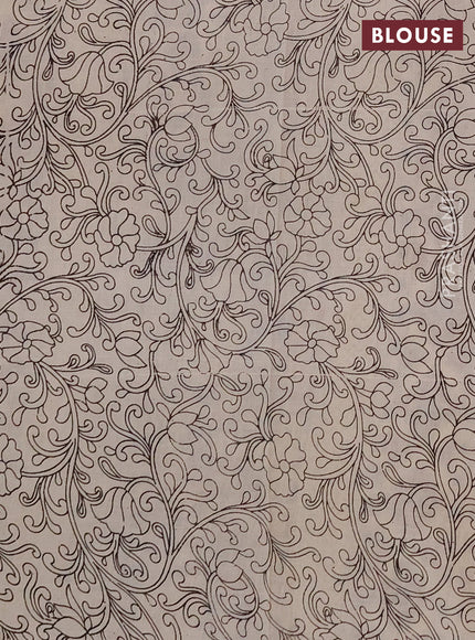 Kalamkari cotton saree green wine shade and blue with allover pichwai prints and printed border
