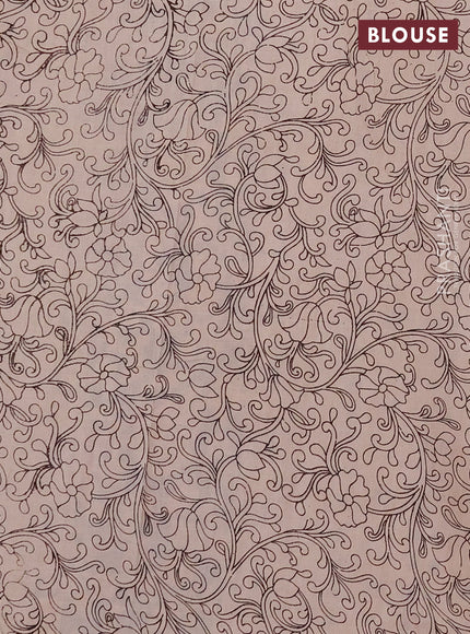 Kalamkari cotton saree yellow maroon and blue with allover pichwai prints and printed border