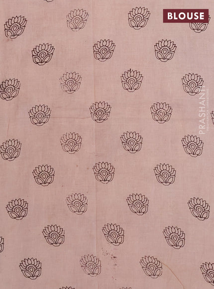Kalamkari cotton saree black and maroon with allover prints and printed border