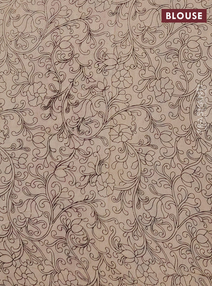 Kalamkari cotton saree blue and magenta pink with allover prints and printed border