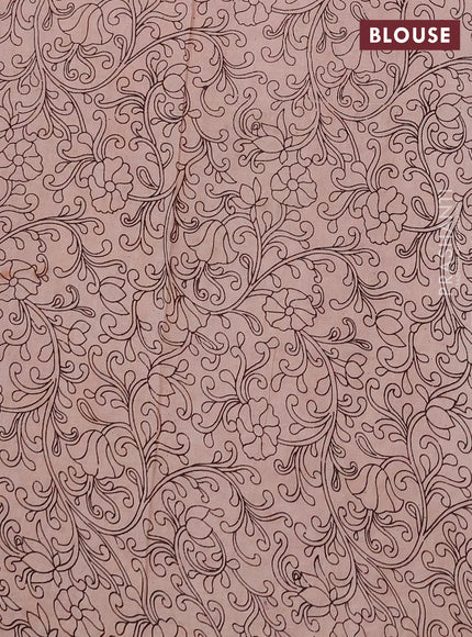 Kalamkari cotton saree maroon and yellow with allover prints and printed border