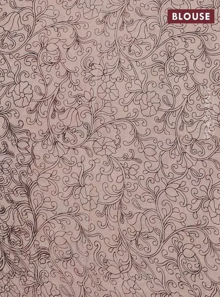 Kalamkari cotton saree black and maroon with allover prints and printed border