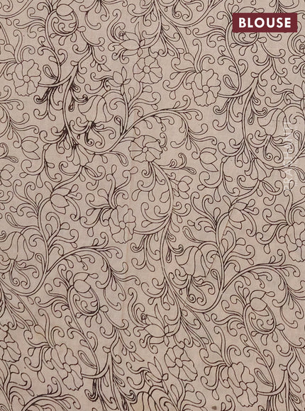 Kalamkari cotton saree green and wine shade with allover prints and printed border
