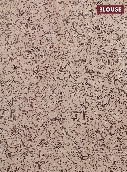 Kalamkari cotton saree yellow and red with allover prints and printed border