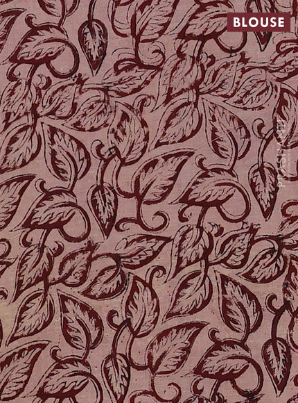 Kalamkari cotton saree black and maroon with allover block prints and printed border