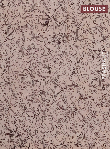 Kalamkari cotton saree beige and maroon with allover butta prints and printed border