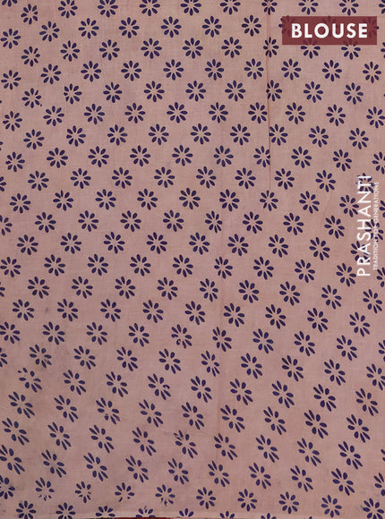Kalamkari cotton saree deep maroon and blue with allover prints and printed border