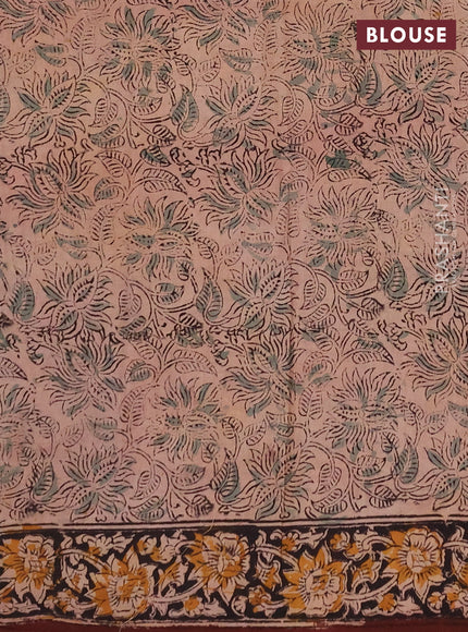 Kalamkari cotton saree brown and black with allover prints and printed border