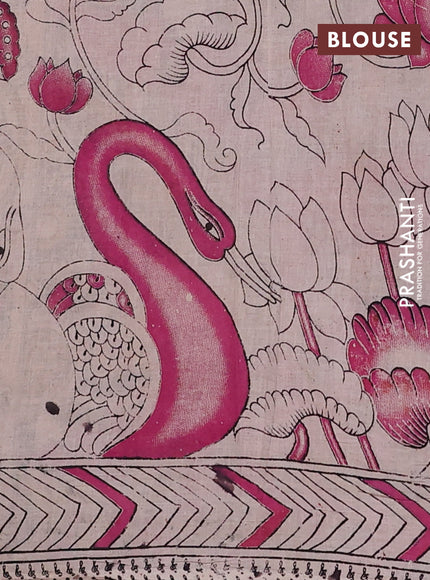 Kalamkari cotton saree mustard yellow and mehendi green with allover prints and printed border