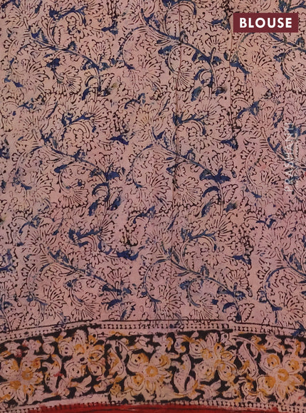 Kalamkari cotton saree maroon and black with allover block prints and printed border