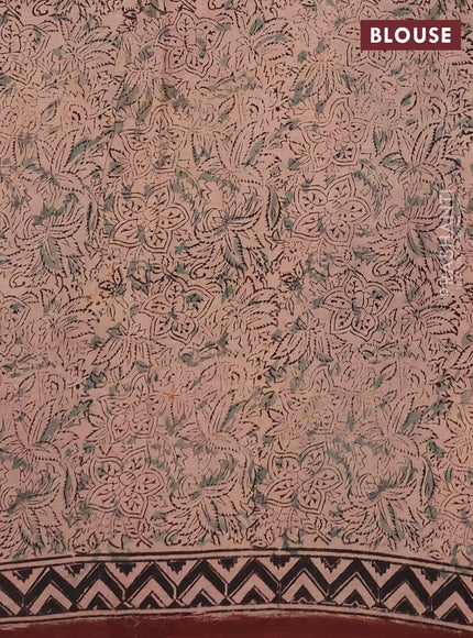 Kalamkari cotton saree coffee brown and black with allover block prints and printed border