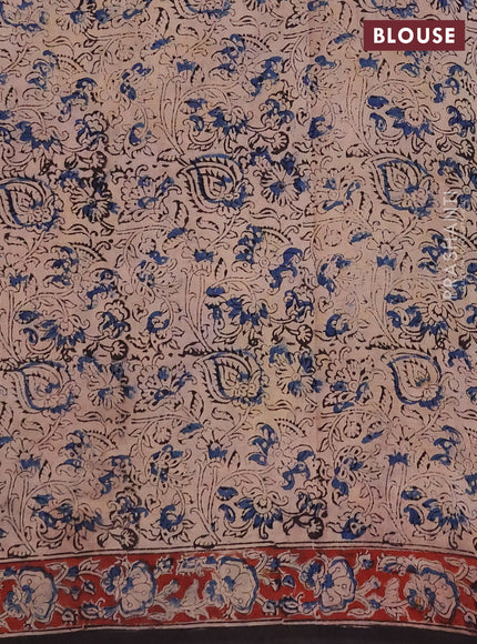 Kalamkari cotton saree black and maroon with allover prints and printed border