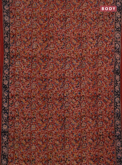 Kalamkari cotton saree maroon and black with allover prints and printed border