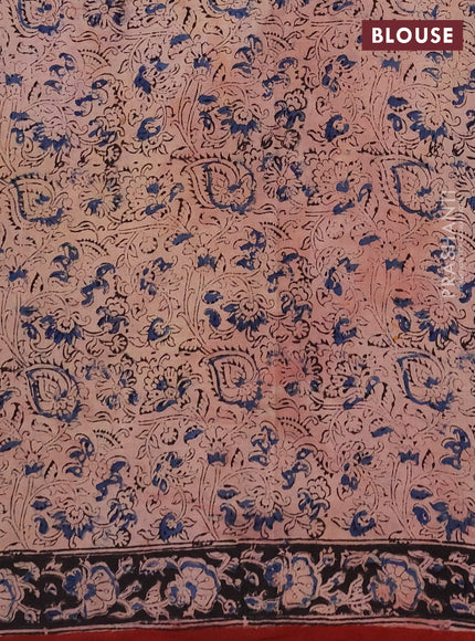 Kalamkari cotton saree maroon and black with allover prints and printed border