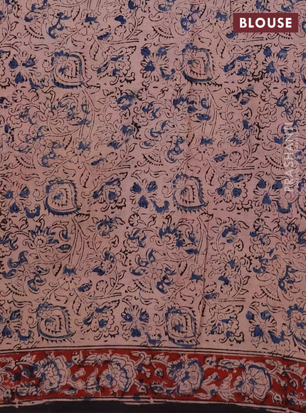 Kalamkari cotton saree black  and maroon with allover prints and printed border